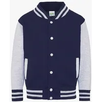 Just Hoods by AWDiS College Varsity Jacke Oxford Navy/Heather Grey 140