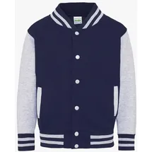 Just Hoods by AWDiS College Varsity Jacke Oxford Navy/Heather Grey 140