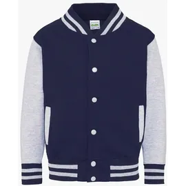 Just Hoods by AWDiS College Varsity Jacke Oxford Navy/Heather Grey 140