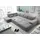 MID.YOU Wohnlandschaft U-Form mit Bettfunktion inkl. Kissen 3-Sitzer Grau