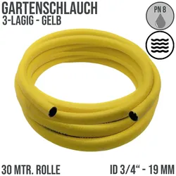 3/4 19 mm 3-lagig Garten Wasser Bewässerung Universal Schlauch gelb - PN 8 bar ..."