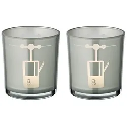 EDZARD 2er-Set Teelichtglas Lift (Höhe 8 cm, ø 7,5 cm) in Grau, Windlicht mit sportlichem Skilift-Motiv
