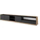SKRAUT HOME Lowboard 310x50x37 cm Schwarz Eiche Holzwerkstoff