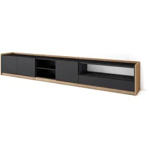 SKRAUT HOME Lowboard 310x50x37 cm Schwarz Eiche Holzwerkstoff
