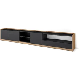 SKRAUT HOME Lowboard 310x50x37 cm Schwarz Eiche Holzwerkstoff