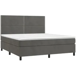 vidaXL Boxspringbett mit Matratze & LED Dunkelgrau 160x200 cm Samt