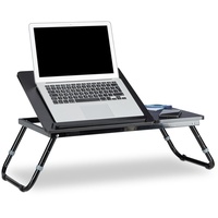 1 x Laptoptisch Holz, Bett Tisch schwarz, Beistelltisch Betttisch Ablage Tablett