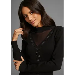 Stehkragenpullover, mit glitzernden Ziersteinen, Gr. 36, schwarz, , 84489818-36