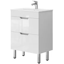Vicco Badmöbel-Set Clayton Weiß Hochglanz 2 Teile, Unterschrank 60 cm