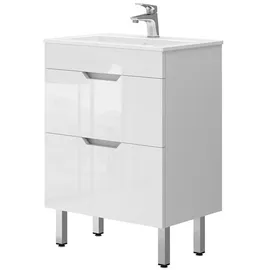 Vicco Badmöbel-Set Clayton Weiß Hochglanz 2 Teile, Unterschrank 60 cm