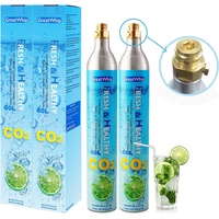 GreatWhip 60L CO2 Zylinder für Sodastream, Austausch Einschrauben Karbonisator kompatibel mit SodaMaker Gerät, Gewindezylinder, Set von 2