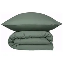 SCHIESSER Ella Unifarben Dunkelgrün 155 x 220 cm + 80 x 80 cm