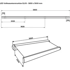 Home Deluxe LED Vollkassettenmarkise Elos V2 585 x 300 cm sand
