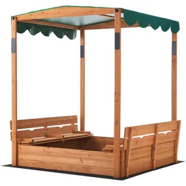 [en.casa] Sandkasten Pitsunda mit höhenverstellbarem Dach und 2 Sitzbänken Grün/Schwarz