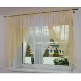 Fertige Gardine Genf 350x150 Ecru Beige Voile Fensterdekoration Vorhänge Querbehang Lambrequin