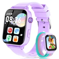 4G Smartwatch Kinder, GPS Smartwatch für Kinder mit Videoanrufe/Voice Chat, SOS-Notruf, WiFi, Schulmodus, Wecker, Schrittzähler, Lernspiele, Geschenk für Jungen und Mädchen 4-15 Jahren (Hellviolett)