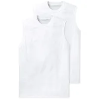 SCHIESSER Herren Unterhemden, 2er Pack - "Essentials", Muscleshirt, Rundhals, Baumwolle Weiß M