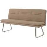 Mendler Sitzbank HWC-H70, Esszimmerbank Bank Polsterbank, Lehne Stoff/Textil Bouclé Edelstahl gebürstet 180cm ~ coffee-braun