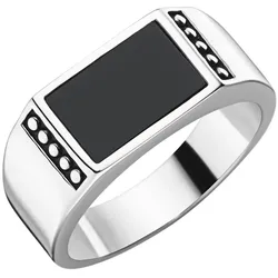 Giorgio Martello Milano Ring Siegelring mit schwarzem Achat, Silber 925 Ringe   Silber Damen 
