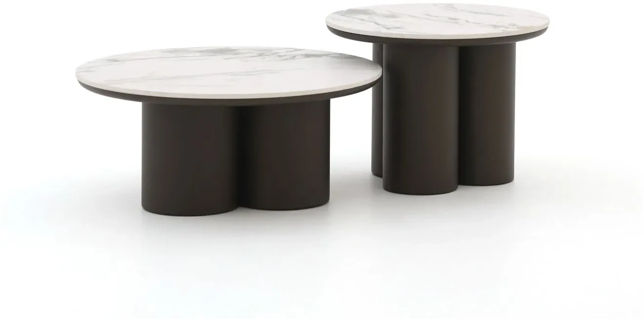 Apple Bee Tonga Beistelltisch-Set ø 80 cm (h: 36 cm)/ø 60 cm (h: 44 cm)