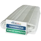 AM Qualitätsmatratzen Hochwertiger Komfort Topperbezug 160x200cm 4-6cm Kernhöhe - Doppeltuch mit Klimafaser versteppt - Allergiker geeignet - 60 Grad waschbar - 4-seitiger Reißverschluss - Bezug für Topper Weiß
