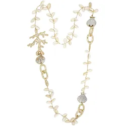 Lange Kette "Ocean Glam", Damen, Gr. one size, Metall, gold (golden), COLLEZIONE ALESSANDRO, Basic, Halsketten, mit Muscheln, Korallen und Goldelementen