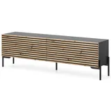 Selsey TV Schrank Board Sideboard Fernsehtisch Fernsehschrank 140 cm Schwarze Beine Schwarz Eiche Lammelo