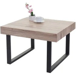 Couchtisch Genk-C88, Kaffeetisch Beistelltisch, 42x60x60cm ~ Eichenoptik, dunkle Metall-Füße