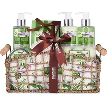 Brubaker Beautyset Bade- und Dusch Set Aloe Vera - 13-teiliges Geschenkset in dekorativem Korb