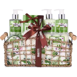 Brubaker Beautyset Bade- und Dusch Set Aloe Vera - 13-teiliges Geschenkset in dekorativem Korb