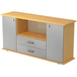Bümö Office Sideboard Mit 2 Schübe & 2 Türen   Buche/silber