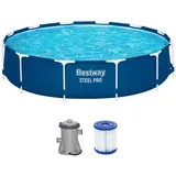 Bestway® Steel ProTM Frame Pool Set mit Filterpumpe Ø 366 x 76 cm, dunkelblau