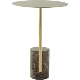 Kayoom Beistelltisch "Oscar 425, Runder Marmorfuß mit scharfen Kanten", bunt (braun, multi), Tische, B/H/T: 40cm x 54cm x 40cm, Tischplatte:100% marmorisiertes Glas Gestell:Marmor / Edelstahl, Beistelltisch, Runder Marmorfuß, runde Ablagefläche und Gestell aus 