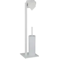 Relaxdays WC Garnitur, stehender Toilettenpapierhalter, Toilettenbürste mit Bürstenhalter, Stahl,