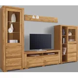 Home Affaire Wohnwand HOME AFFAIRE "Denis", braun (eiche teilmassiv), Holzwerkstoff eichefarben (Korpus) / Massivholz Eiche (Front), Kastenmöbel-Sets, Wohnwand, teilmassives Holz