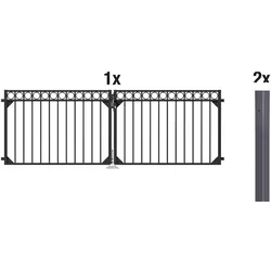 Alberts Doppeltor-Set Circle Gartentor Schmuckzaun, Schwarz + Anthrazit, Höhe 100-120 cm, Aluminium