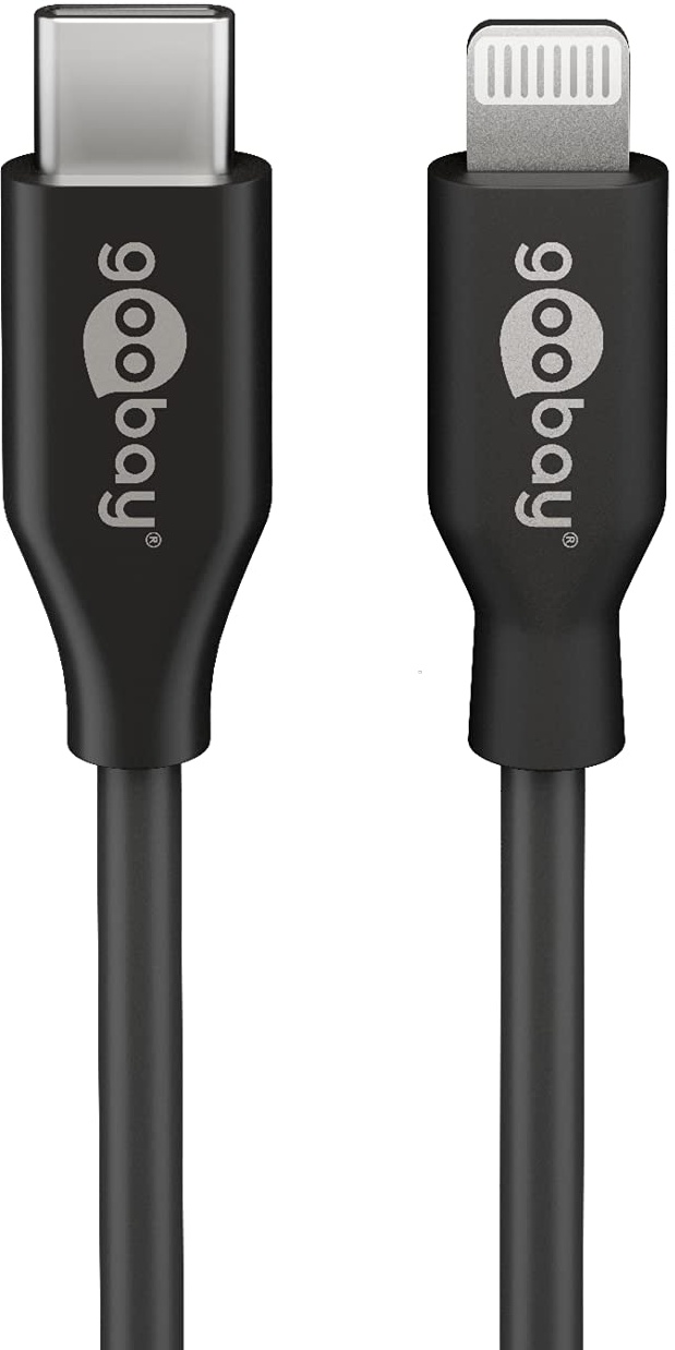 goobay 39424 Lightning - USB-CTM Lade- und Synchronisationskabel, 1 m, Schwarz - MFi-Kabel für Apple iPhone/iPad Schwarz
