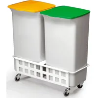 Durable Abfalleimer Durabin Square Set 40 mit Fahrwagen grau/grün,