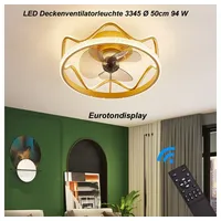 Eurohandisplay Deckenventilator LED Beleuchtung mit Deckenventilator Deckenleuchte mit Fernbedienung, Lichtfarbe- und Helligkeit stufenlos einstellbar