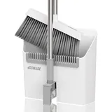 JOYMOOP Weiße Schaufel mit eingebautem Bürstenzahn, ideal für Büro, Küche, Haus. Entfernt Tierhaare und reinigt Hart- holzböden effizient