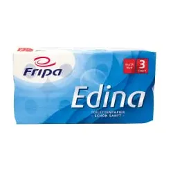 Fripa Edina Toilettenpapier, 3-lagig, hochweiß 1010812 , 1 Packung = 8 Rollen à 250 Blatt