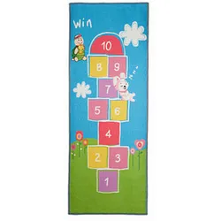 relaxdays Spielteppich Hüpfspiel blau/bunt 70,0 x 180,0 cm