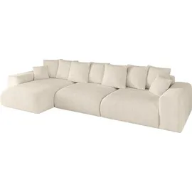altdecor Ecksofa Cord mit Schlaffunktion 2-Sitzer Beige