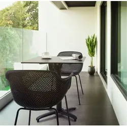 Kadima Design Café-Stuhl  Bistro-Stuhl für HoReCa & Events  Terrassenstuhl Perforiert  UV-Kunststoff  Esszimmerstuhl Schwarz  Outdoor  Vorali
