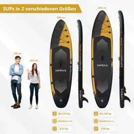 24move Standup Paddle SUP Board Set 320 x 80 x 15 cm schwarz/gelb