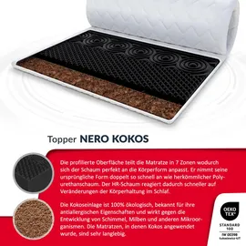 Fdm Topper NERO mit HR-Schaum Kokos 90 x 200 cm weiß