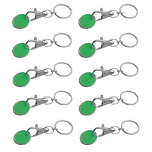 ohne Markename 10x Metall Schlüsselanhänger mit Einkaufschip / Farbe: grün - Einkaufschip