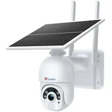 Ctronics Überwachungskamera Aussen WLAN Solar Kabellos, PTZ IP Kamera Outdoor Akku, PIR Erkennung, 25m Farbe Nachtsicht, 2-Wege-Audio, PC und Smartphone, 355°/95°, IP66