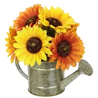 I.GE.A. Kunstblume I.GE.A. "Sonnenblumen in Gießkanne", gelb (gelb, orange), B:25cm H:21cm L:20cm, Polyester, Kunstpflanzen, Herbstgesteck Herbstliche Blumen
