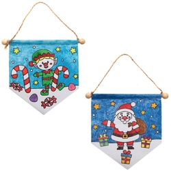 Stoff-Banner zum Ausmalen "Weihnachten"  (pro Set 3) Bastelaktivitäten zu Weihnachten